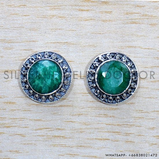 Emerald 925 Sterling Silver Earrings (SJWES-439) Emerald 925 Sterling Silver Earrings (SJWES-439)