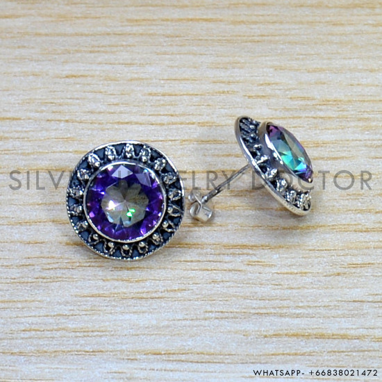 Mystic Topaz 925 Sterling Silver Earrings (SJWES-441) Mystic Topaz 925 Sterling Silver Earrings (SJWES-441)