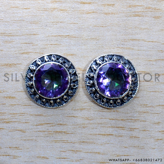 Mystic Topaz 925 Sterling Silver Earrings (SJWES-441) Mystic Topaz 925 Sterling Silver Earrings (SJWES-441)