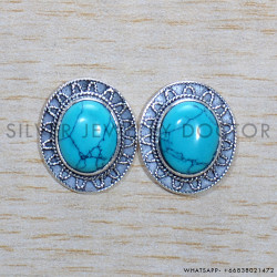 Turquoise 925 Sterling Silver Earrings (SJWES-448)