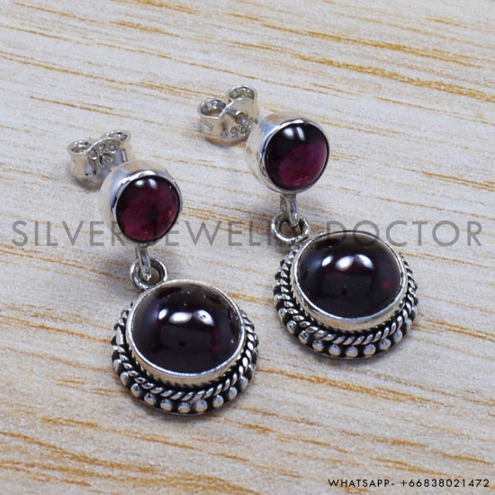 Garnet 925 Sterling Silver Stud Earrings (SJWES-45) Garnet 925 Sterling Silver Stud Earrings (SJWES-45)