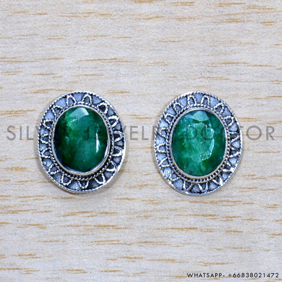 Emerald 925 Sterling Silver Earrings (SJWES-450) Emerald 925 Sterling Silver Earrings (SJWES-450)