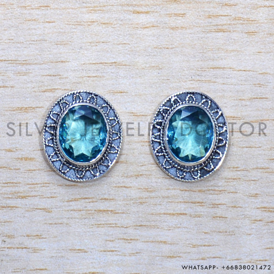 Blue Topaz 925 Sterling Silver Earrings (SJWES-451) Blue Topaz 925 Sterling Silver Earrings (SJWES-451)