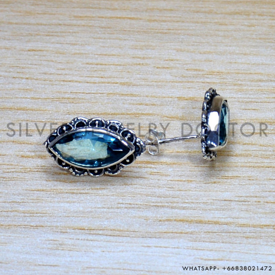 Blue Topaz 925 Sterling Silver Earrings (SJWES-459) Blue Topaz 925 Sterling Silver Earrings (SJWES-459)