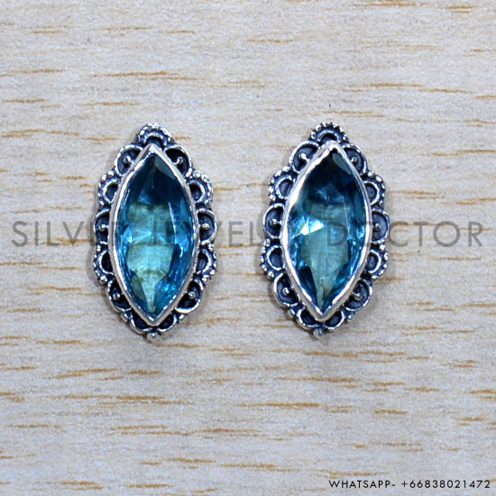 Blue Topaz 925 Sterling Silver Earrings (SJWES-459) Blue Topaz 925 Sterling Silver Earrings (SJWES-459)