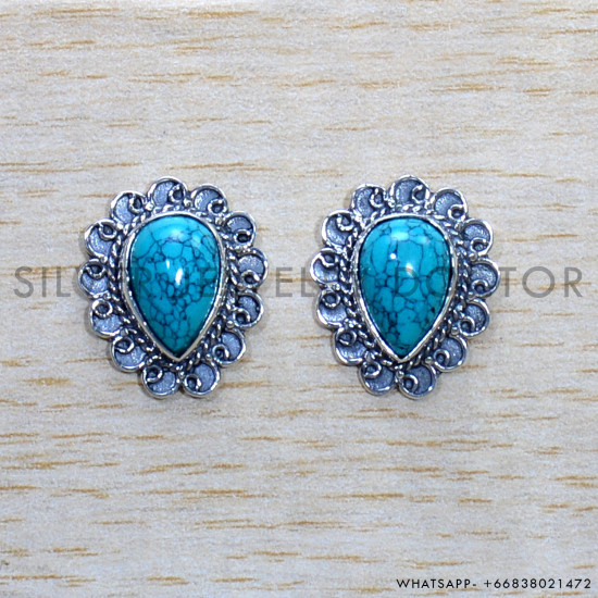 Turquoise 925 Sterling Silver Earrings (SJWES-462) Turquoise 925 Sterling Silver Earrings (SJWES-462)