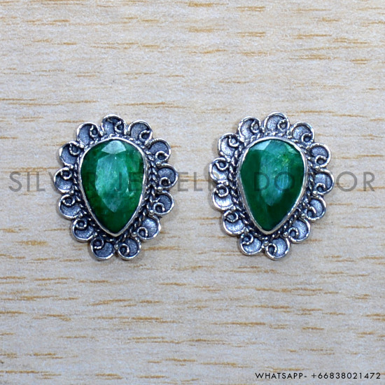 Emerald 925 Sterling Silver Earrings (SJWES-463) Emerald 925 Sterling Silver Earrings (SJWES-463)