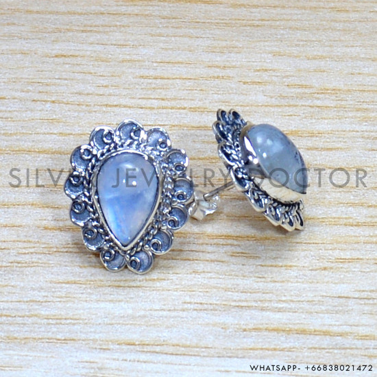 Rainbow Moonstone 925 Sterling Silver Earrings (SJWES-464) Rainbow Moonstone 925 Sterling Silver Earrings (SJWES-464)