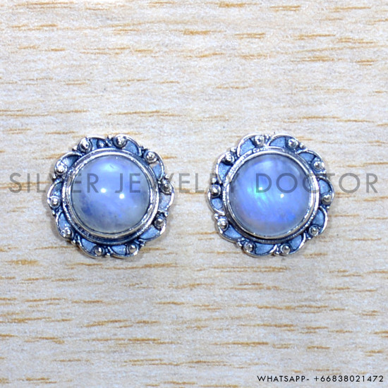 Rainbow Moonstone 925 Sterling Silver Earrings (SJWES-468) Rainbow Moonstone 925 Sterling Silver Earrings (SJWES-468)