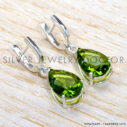 Peridot 925 Sterling Silver Stud Earrings (SJWES-483)