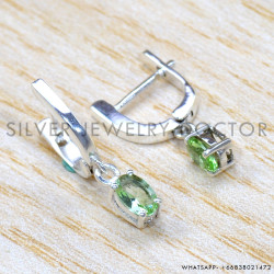 Green Amethyst 925 Sterling Silver Stud Earrings (SJWES-484) Green Amethyst 925 Sterling Silver Stud Earrings (SJWES-484)