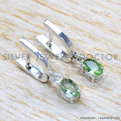 Green Amethyst 925 Sterling Silver Stud Earrings (SJWES-484)