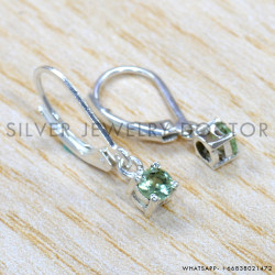 Green Amethyst 925 Sterling Silver Stud Earrings (SJWES-487) Green Amethyst 925 Sterling Silver Stud Earrings (SJWES-487)
