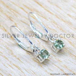 Green Amethyst 925 Sterling Silver Stud Earrings (SJWES-487)