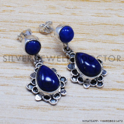 Lapis Lazuli 925 Sterling Silver Stud Earrings (SJWES-49) Lapis Lazuli 925 Sterling Silver Stud Earrings (SJWES-49)