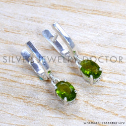 Peridot 925 Sterling Silver Stud Earrings (SJWES-491)