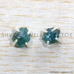 Rough Aquamarine 925 Sterling Silver Earrings (SJWES-494)