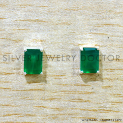 Green Onyx 925 Sterling Silver Stud Earrings (SJWES-500)