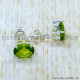 Peridot 925 Sterling Silver Stud Earrings (SJWES-501)