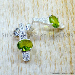 Peridot 925 Sterling Silver Stud Earrings (SJWES-502) Peridot 925 Sterling Silver Stud Earrings (SJWES-502)