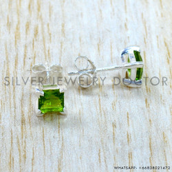 Peridot 925 Sterling Silver Stud Earrings (SJWES-504) Peridot 925 Sterling Silver Stud Earrings (SJWES-504)