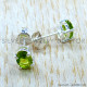 Peridot 925 Sterling Silver Stud Earrings (SJWES-506)
