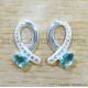 Blue Topaz 925 Sterling Silver Stud Earrings (SJWES-508)
