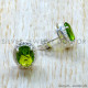 Peridot 925 Sterling Silver Stud Earrings (SJWES-509)