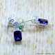 Amethyst And Crystal 925 Sterling Silver Stud Earrings (SJWES-510)