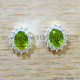 Peridot And Crystal 925 Sterling Silver Stud Earrings (SJWES-512)