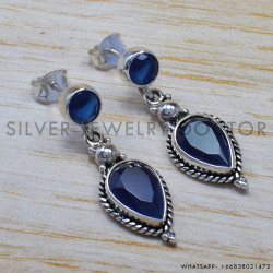 Sapphire 925 Sterling Silver Stud Earrings (SJWES-65) Sapphire 925 Sterling Silver Stud Earrings (SJWES-65)