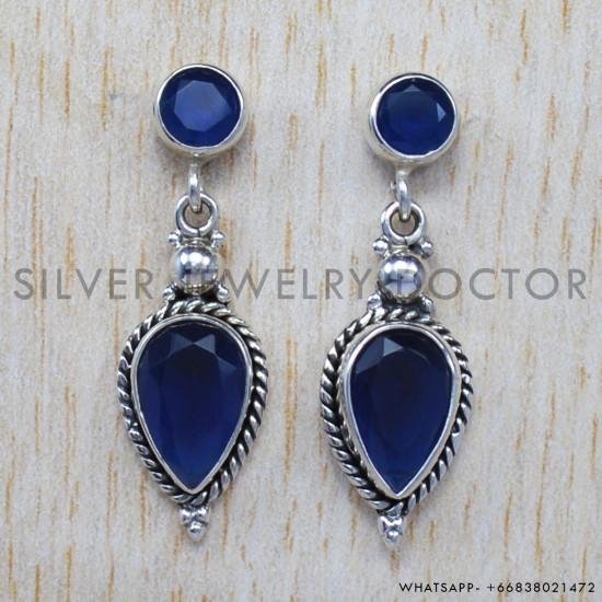 Sapphire 925 Sterling Silver Stud Earrings (SJWES-65) Sapphire 925 Sterling Silver Stud Earrings (SJWES-65)