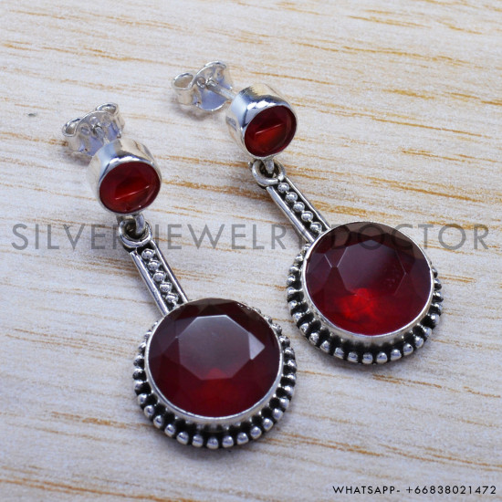 Ruby 925 Sterling Silver Stud Earrings (SJWES-68) Ruby 925 Sterling Silver Stud Earrings (SJWES-68)