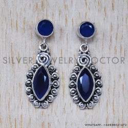Sapphire 925 Sterling Silver Stud Earrings (SJWES-69)