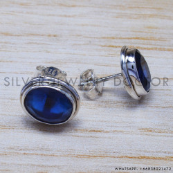 Sapphire 925 Sterling Silver Stud Earrings (SJWES-71) Sapphire 925 Sterling Silver Stud Earrings (SJWES-71)