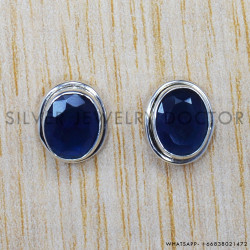 Sapphire 925 Sterling Silver Stud Earrings (SJWES-71)