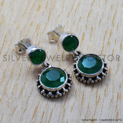 Green Onyx 925 Sterling Silver Stud Earrings (SJWES-72) Green Onyx 925 Sterling Silver Stud Earrings (SJWES-72)