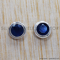 Sapphire 925 Sterling Silver Stud Earrings (SJWES-73)