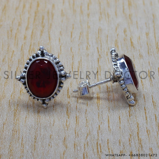 Ruby 925 Sterling Silver Stud Earrings (SJWES-74) Ruby 925 Sterling Silver Stud Earrings (SJWES-74)