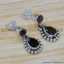 Smoky Quartz 925 Sterling Silver Stud Earrings (SJWES-75) Smoky Quartz 925 Sterling Silver Stud Earrings (SJWES-75)