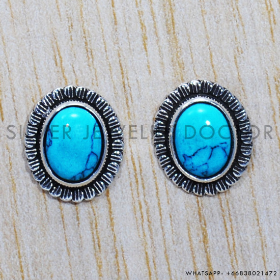Turquoise 925 Sterling Silver Earrings (SJWES-78) Turquoise 925 Sterling Silver Earrings (SJWES-78)