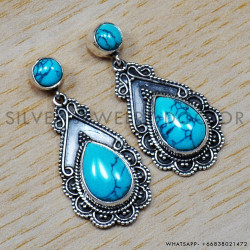 Turquoise 925 Sterling Silver Earrings (SJWES-8)