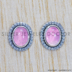 Rose Quartz 925 Sterling Silver Earrings (SJWES-80)