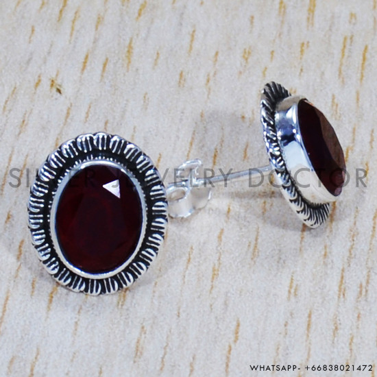 Ruby 925 Sterling Silver Earrings (SJWES-85) Ruby 925 Sterling Silver Earrings (SJWES-85)
