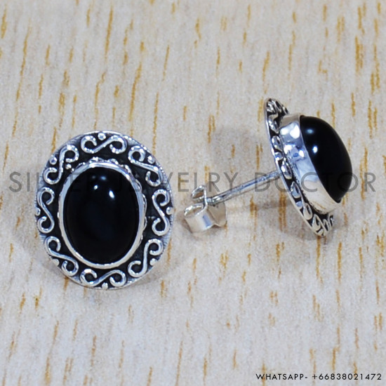 Black Onyx 925 Sterling Silver Earrings (SJWES-88) Black Onyx 925 Sterling Silver Earrings (SJWES-88)
