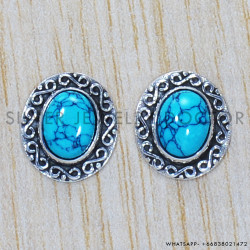 Turquoise 925 Sterling Silver Earrings (SJWES-91)