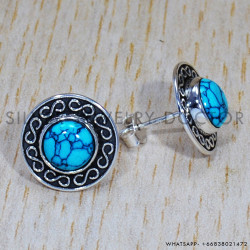 Turquoise 925 Sterling Silver Earrings (SJWES-94) Turquoise 925 Sterling Silver Earrings (SJWES-94)
