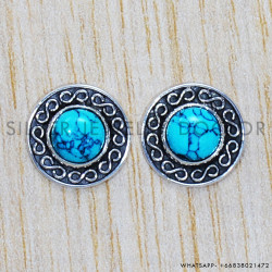 Turquoise 925 Sterling Silver Earrings (SJWES-96)
