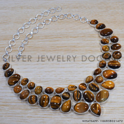 Tiger Eye 925 Sterling Silver Necklace (SJWN-10) Tiger Eye 925 Sterling Silver Necklace (SJWN-10)