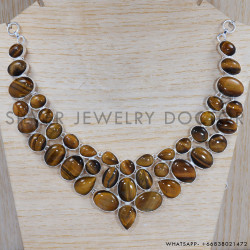 Tiger Eye 925 Sterling Silver Necklace (SJWN-10)